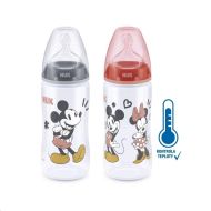 Kojenecká láhev na učení NUK Disney Mickey s kontrolou teploty 300 ml šedá 