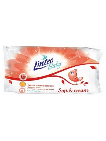 Dětské vlhčené ubrousky s měsíčkem lékařským Linteo Baby 72 ks Soft and cream 