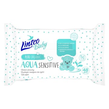 Dětské vlhčené ubrousky Linteo Baby AQUA SENSITIVE 48 ks 