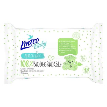 Dětské vlhčené ubrousky Linteo Baby 100% BIODEGRADABLE 48ks 